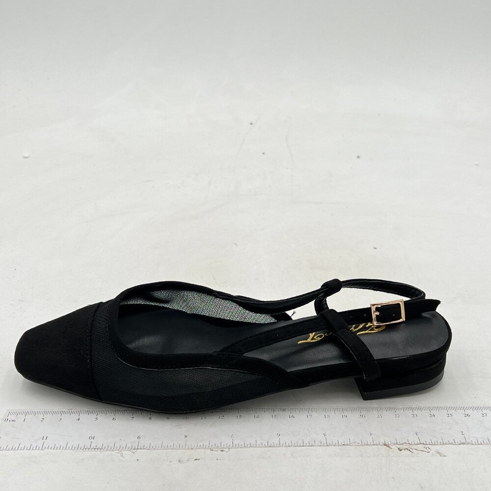 FOWT Black Mesh Round Toe Slip on Slingbacks Pump Comfy Chunky Low Heels Shoes - Picture 7 of 8